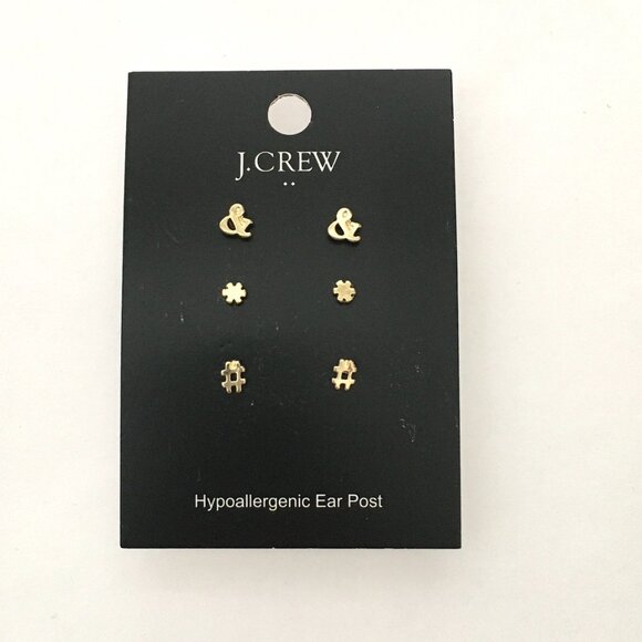 NEW! J. Crew Gold Hashtag Earrings - OS - Picture 2 of 3